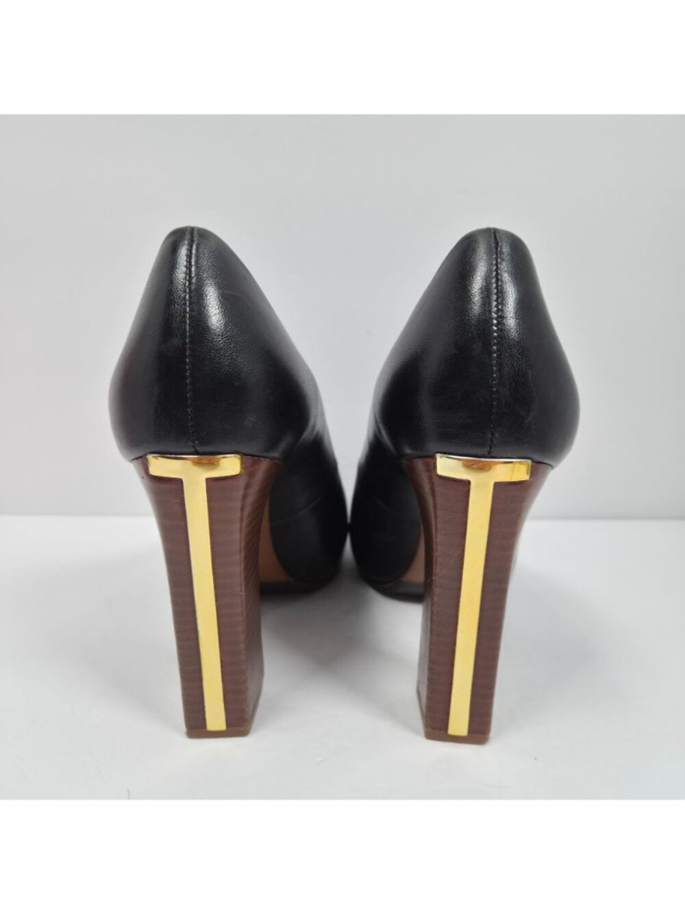 Tory Burch Cantrelle Women's Black Leather Peep-Toe Platform Heels Size 9M - Picture 4 of 9